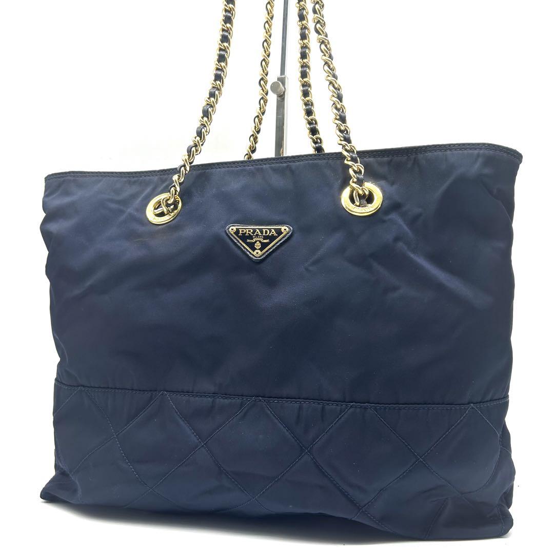 良品！✨】PRADA プラダ キルティング ダブルチェーン トート