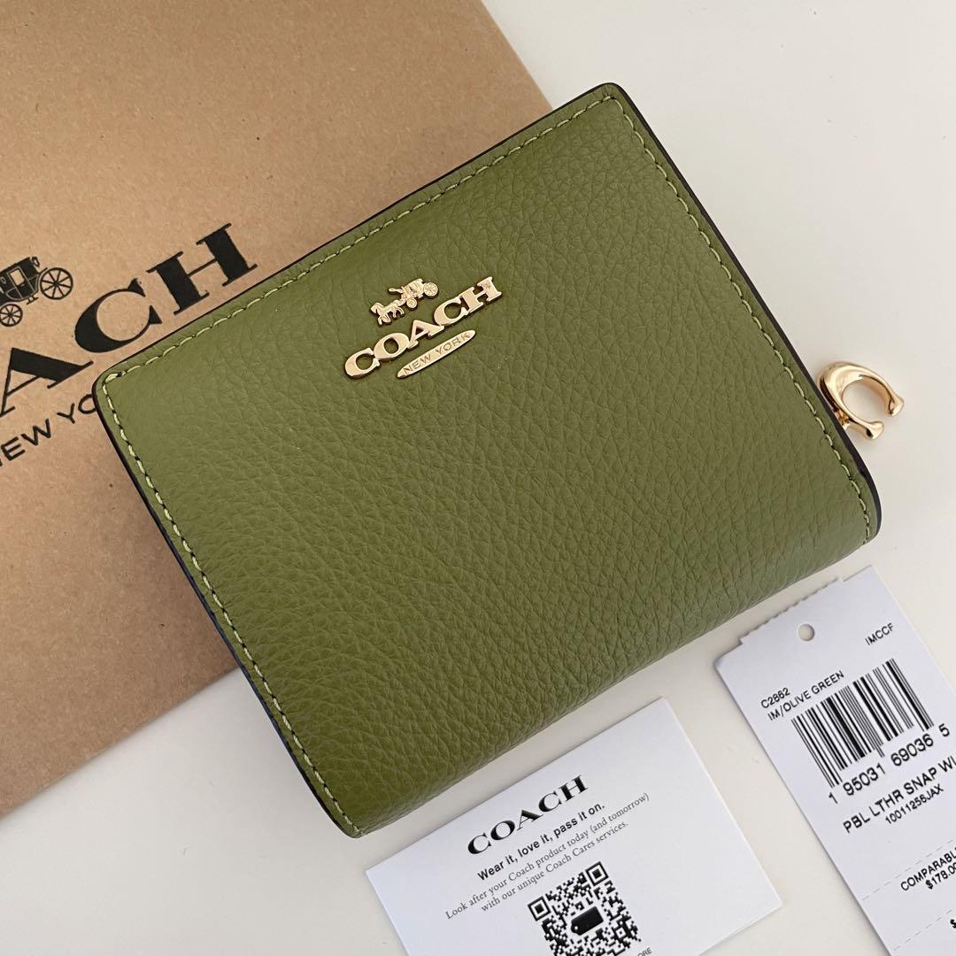新商品　COACH　マネークリップ　折り財布　正規品　カラー　オリーブグリーン COACH コーチ マネークリップ 折り財布 ミニ財布 二つ折り財布