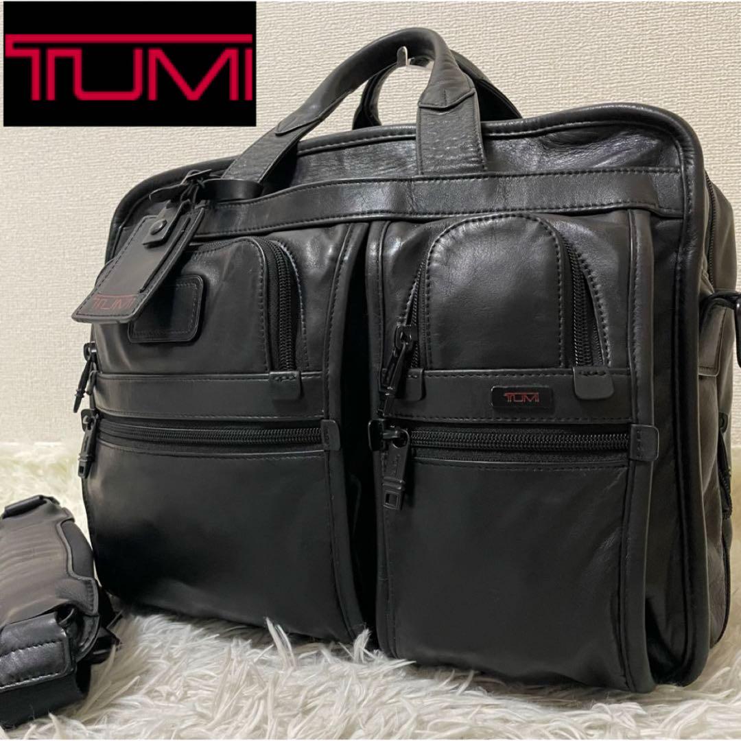 TUMI オールレザー　ビジネスバッグ　ブラック　ミディアム　96108D4 TUMI - 【良品】TUMI オールレザー ビジネスバッグ ショルダー