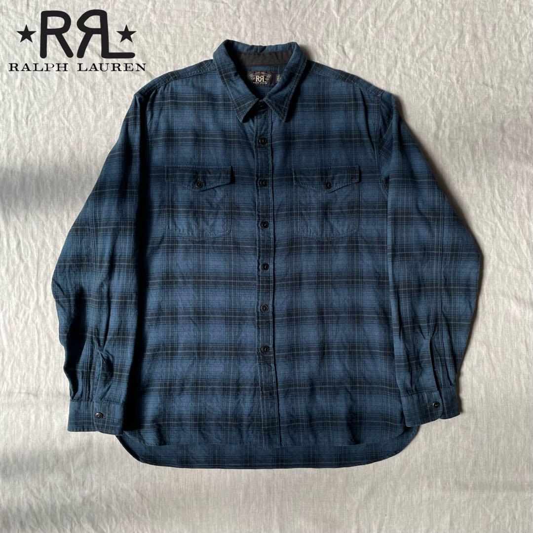 RRL ダブルアールエル オンブレチェック 配色◎ ネルシャツ XL