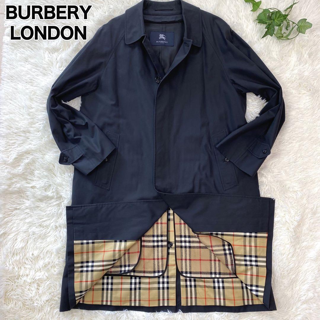【美品】バーバリー ウールライナー付 ステンカラーコート ノバチェック ロング Burberrys ステンカラーコート ゴールドタグ 高級ライン