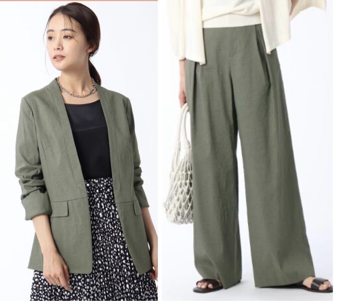 美品✨プラステ パンツスーツ ノーカラーセットアップ 星玲奈 ストレッチ 黒 L 美品✨プラステ パンツスーツ ノーカラーセットアップ 星玲奈