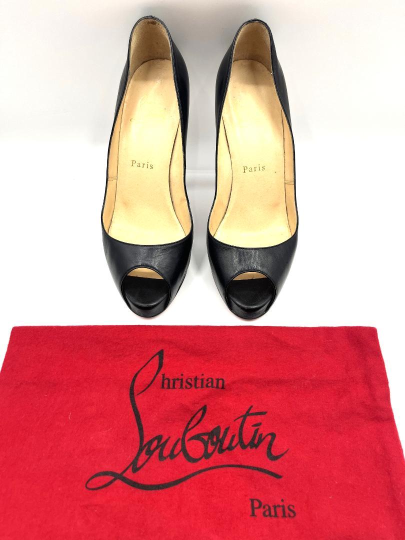 38#  【美品】Christian Louboutin　パンプス　オープントゥ Christian Louboutin クリスチャン ルブタン CHRISTIAN
