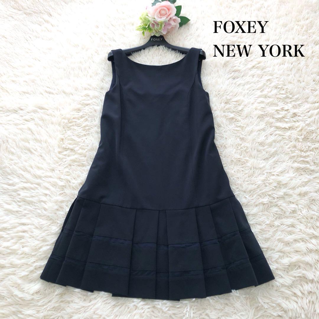 フォクシー　フリルワンピース　新品40 ミッドナイトブルー Yahoo!オークション -「foxey ワンピース 40 ブルー」(女性用