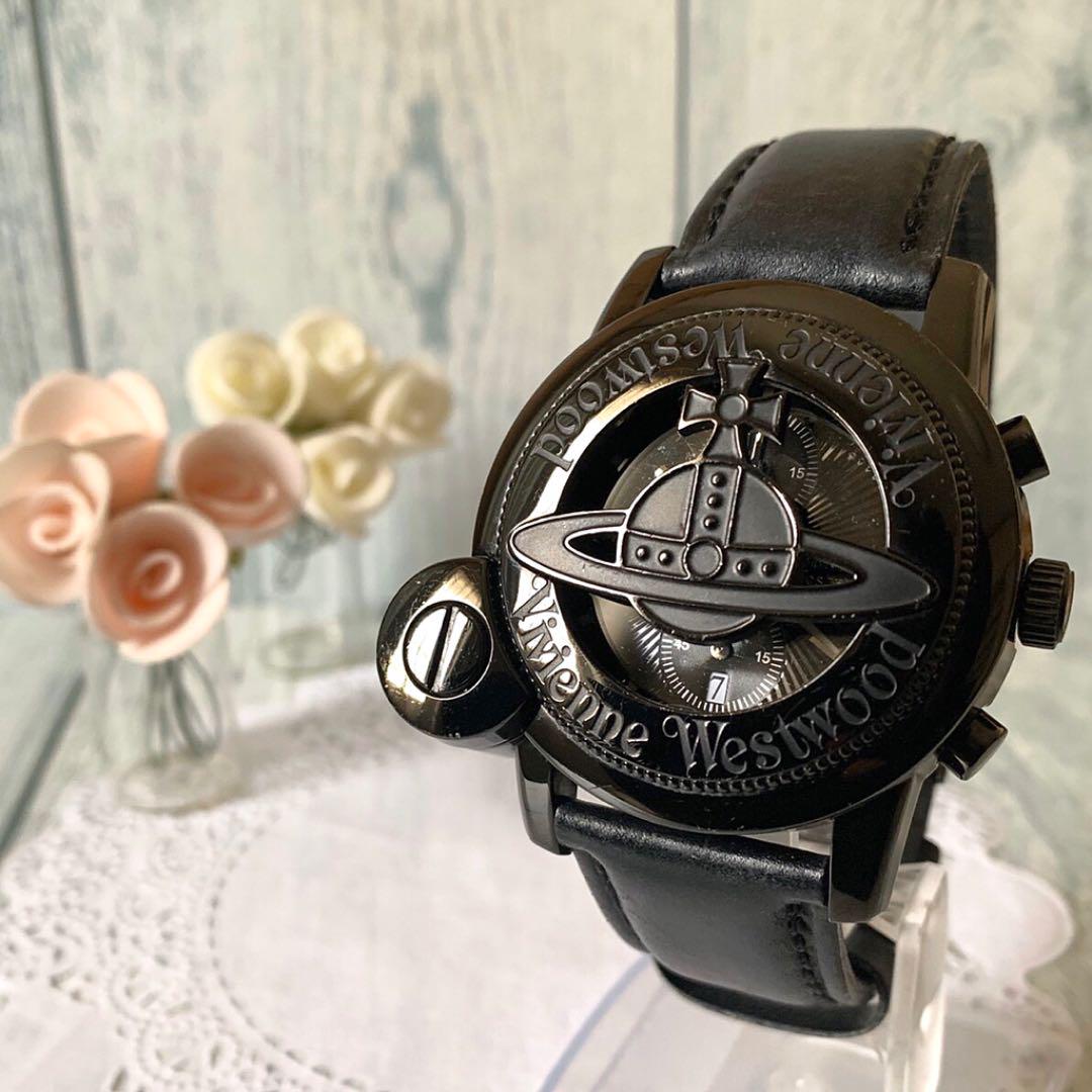 極美品 Vivienne Westwood メンズ腕時計 　電池交換済み 電池交換済み】 ヴィヴィアン 腕時計 CAGE ブラック MAN（美品