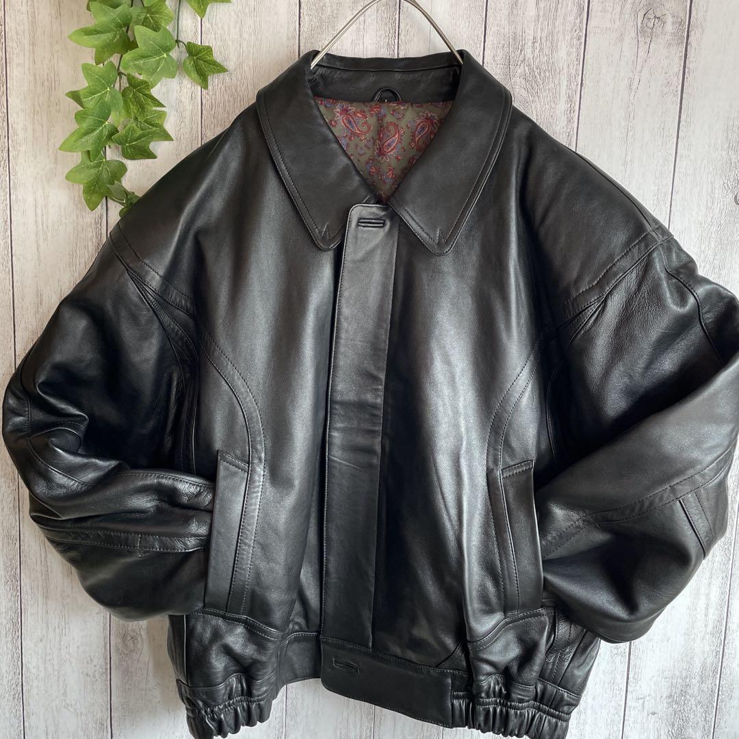 【極美品】80-90s ヴィンテージ A-2 フライトジャケット ラムレザー 黒 519f62TFr+L._UY350_.jpg