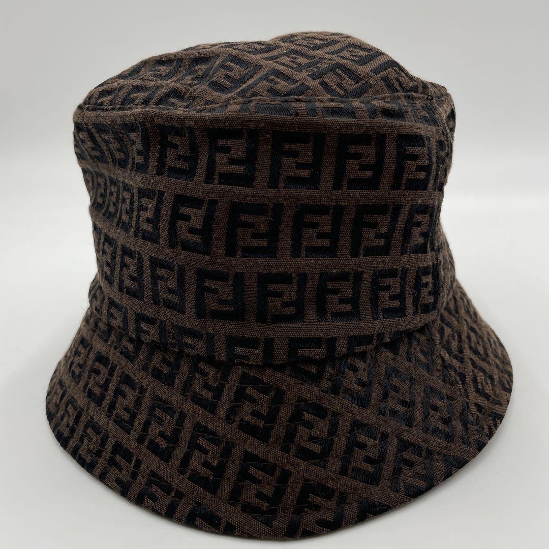 極美品】FENDI バケットハット ズッカ ブラウン レディース
