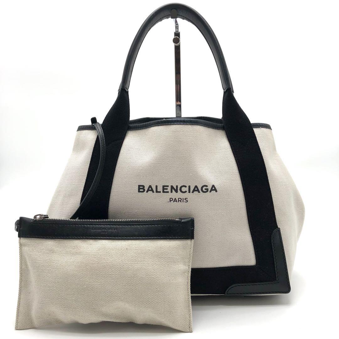 【美品】バレンシアガ ネイビーカバス S ブラック ハンドバッグ ポーチ付き バレンシアガ ポーチ付ハンドバッグ ネイビーかバス