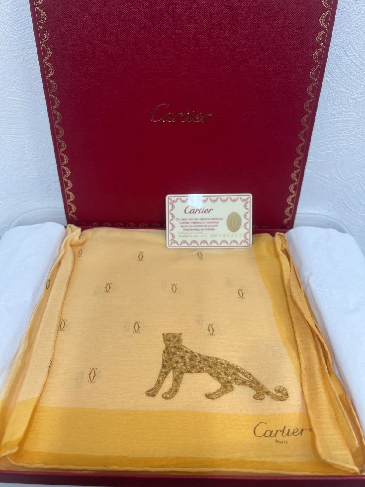 美品　箱付き　カルティエ　大判　スカーフ　オレンジ　Cartier　スクエア 楽天市場】【中古】カルティエ マスト ドゥ カルティエ スカーフ