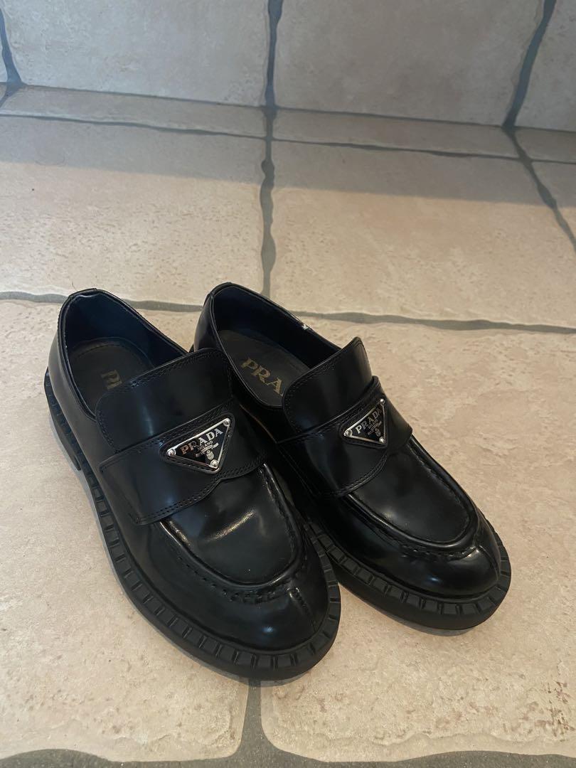 【美品】PRADA プラダ ローファー パンプス 36ハーフ PRADA】プラダ モノリス ブラッシュドレザー ローファー (PRADA
