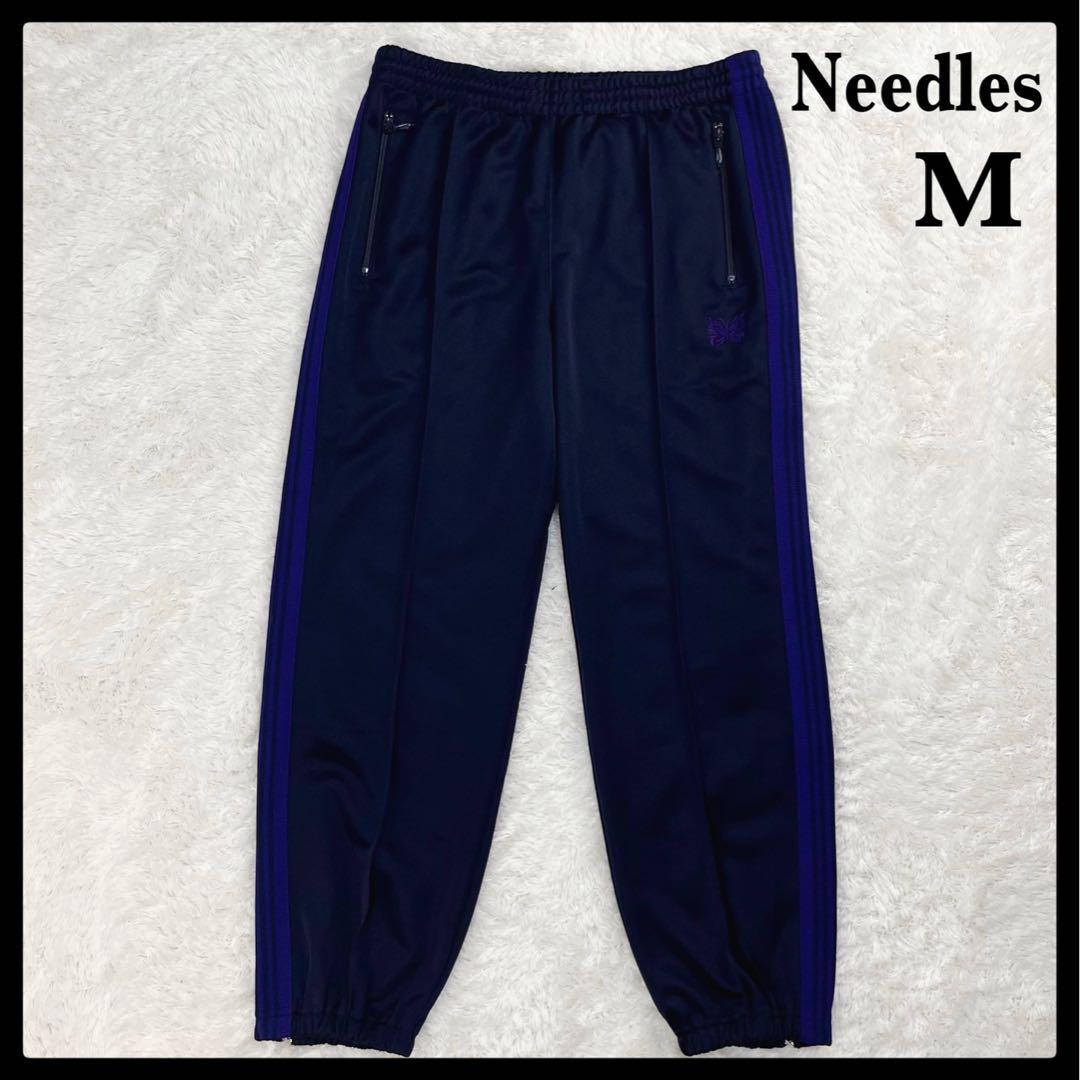 【即完売品】NEEDLES パピヨン 刺繍ロゴ サイドライン スウェット M ニードルス Needles☆パピヨン刺繍ロゴ入りトラックパンツ