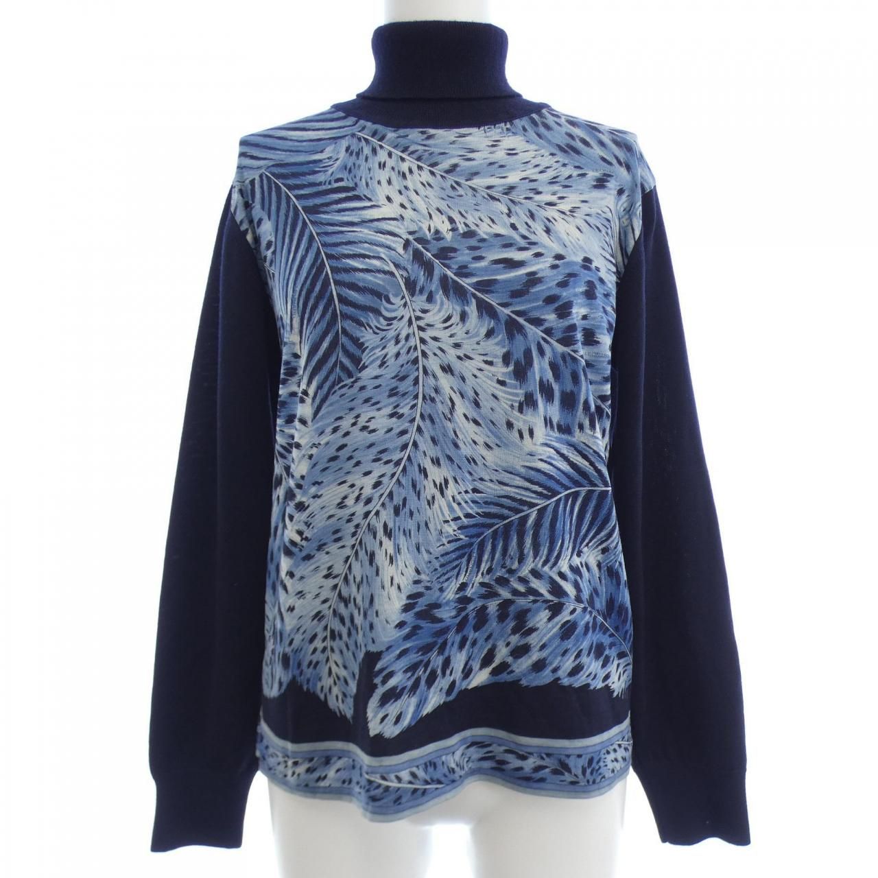 LEONARD - か33 超美品　LEONARD FASHION ペイズリー柄ニット　L レオナール ウール シルク 総柄 ペイズリー柄 ニット 長袖 薄手