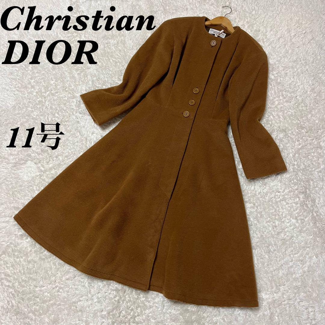 90's Christian DIOR ロングコート ノーカラー ヴィンテージ