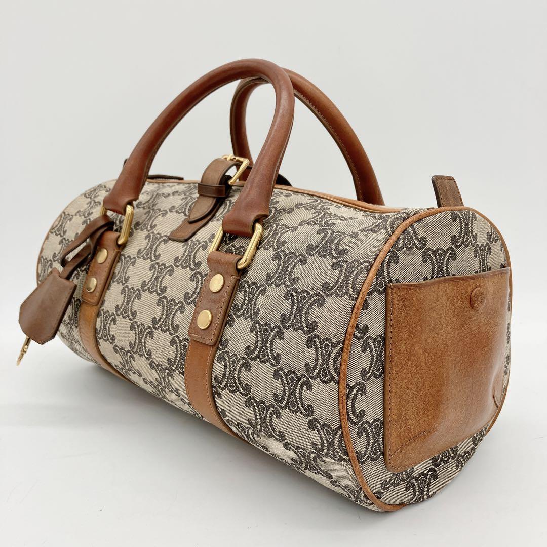 【CELINE】ハンドバッグ　ミニボストンバッグ　マカダム　キャンバス CELINE】ミニボストンバッグ マカダム柄 キャンバス ゴールド