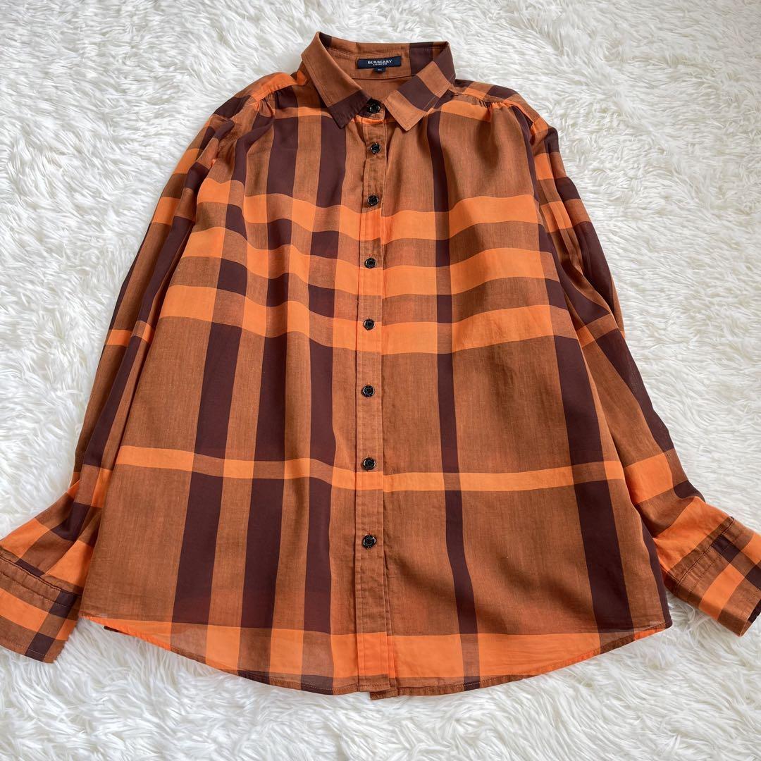 Burberry　バーバリー　ノバチェック　長袖シャツ　メガチェック　オレンジ 美品 目黒蓮着用】バーバリー メガチェック ノバチェック 長袖