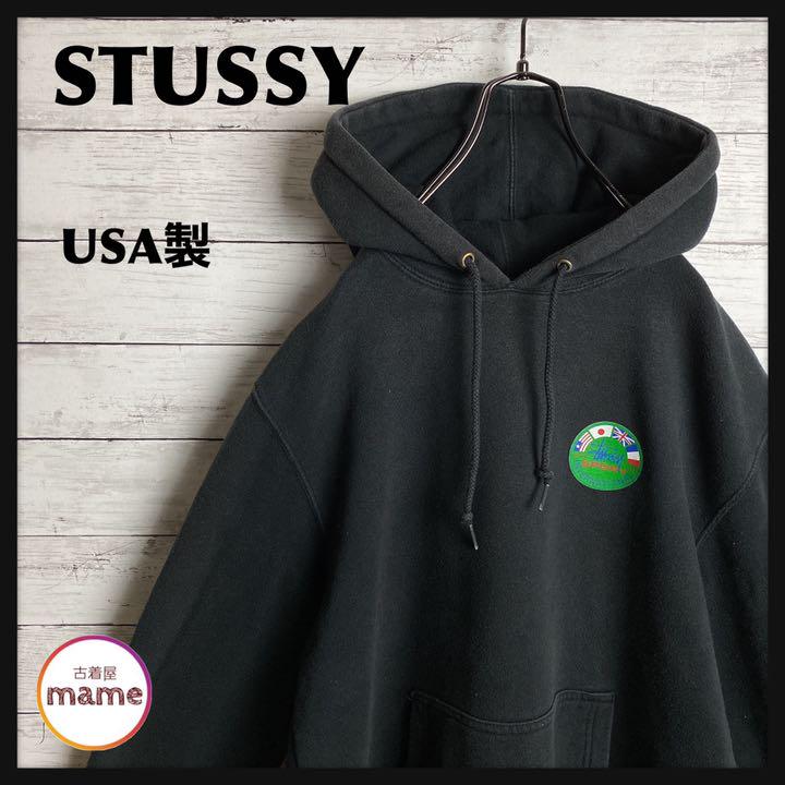 激レア!!】【USA製】STUSSY◎黒 サークルロゴ パーカー（STUSSY