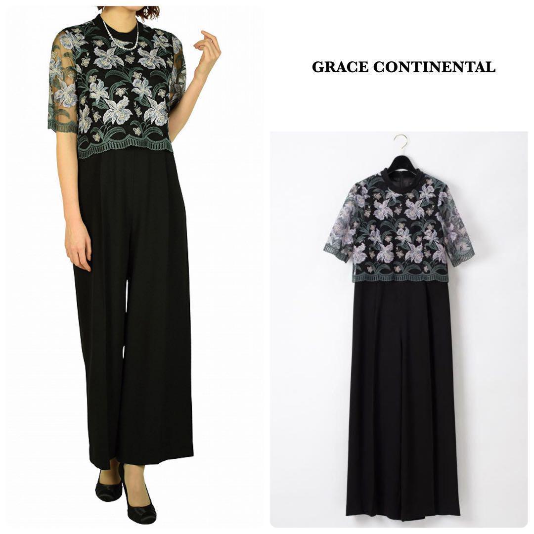 美品✨グレースコンチネンタル フラワー刺繍オールインワン サロペット36 刺繍ワイドサロペット / GRACE CONTINENTAL | GRACE CONTINENTAL