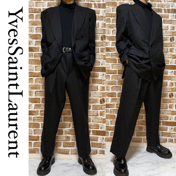 美品】YvesSaintLaurent セットアップ チャコール ダブルボタン