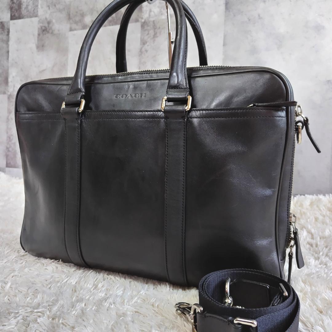 COACH F71065 2way レザー ブリーフケース BLACK黒 コーチ ビジネスバッグ 2way オールレザー F71065 ブラック 大