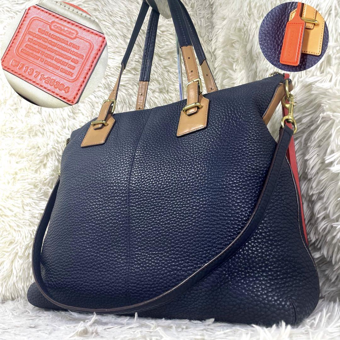 COACH トートバッグ　A4 2way 肩掛け　ビジネス　レザー　ネイビー COACH コーチ ショルダーバッグ メンズ レディース 2way レザー