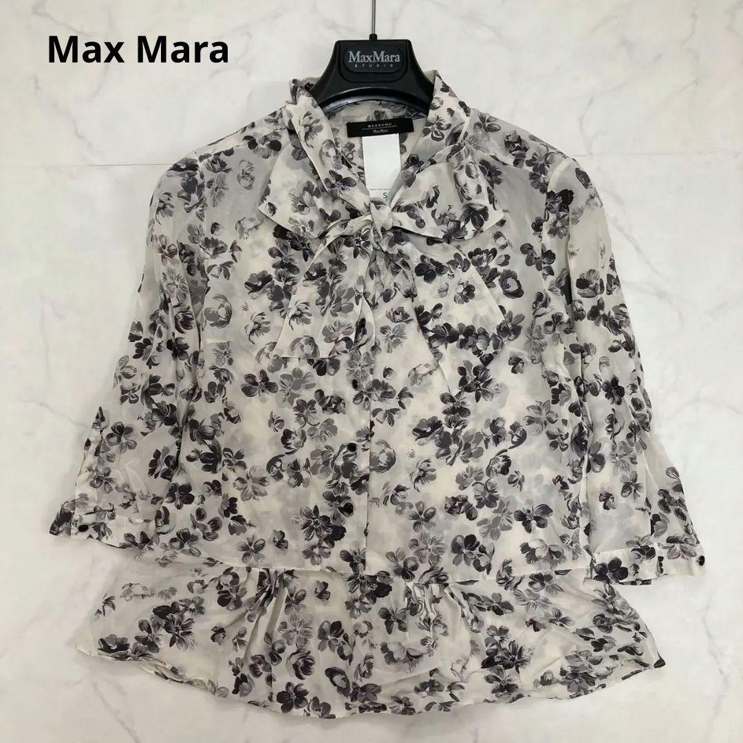 Max Mara - 美品✨️マックスマーラ 花柄 シフォン ボウタイ ブラウス シルク100% Max Mara マックスマーラ シルク ブラウス シースルー 花柄