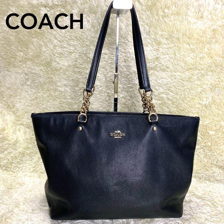 美品】 COACH ソフィア トートバッグ レザー 黒 A4可 男女兼用