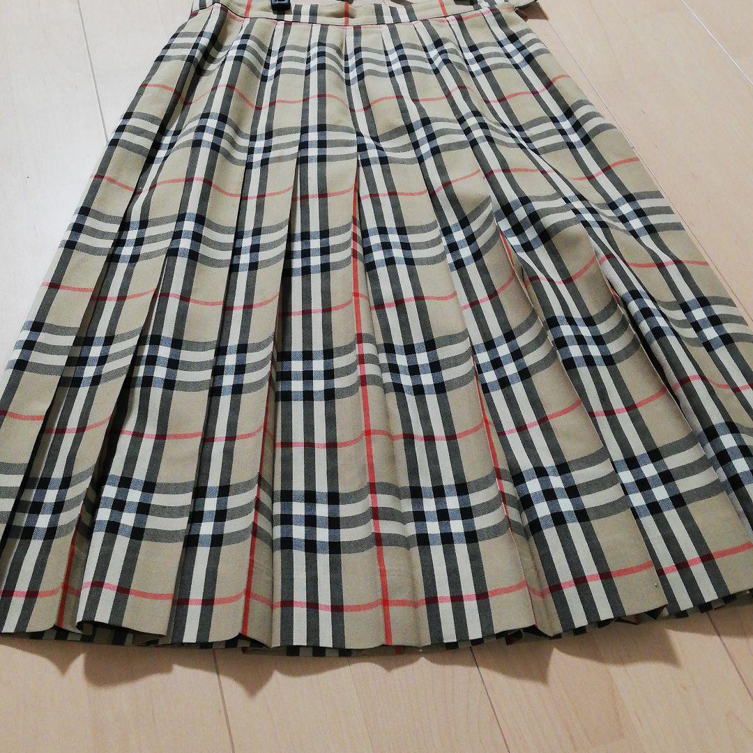 極美品‪☆BURBERRY LONDON チェック柄 ラップスカート　プリーツ BURBERRY ウール ミディ丈ラップスカート チェック柄 プリーツ
