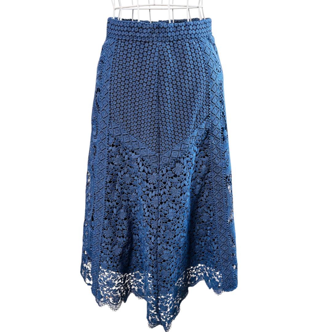 GRACE CONTINENTAL ペイズリーレーススカート 36ロイヤルブルー GRACE CONTINENTAL ペイズリーレーススカート 36ロイヤルブルー