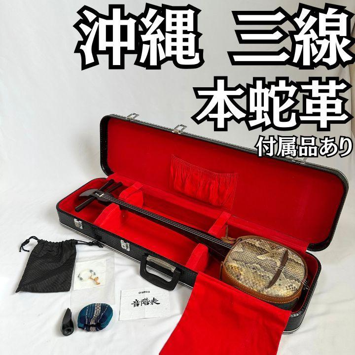 沖縄 三線 本皮 本革 蛇皮 琉球 三味線 ハードケース 木製駒 高級 ヘビ 沖縄 三線 本皮 本革 蛇皮 琉球 三味線 ハードケース 木製駒