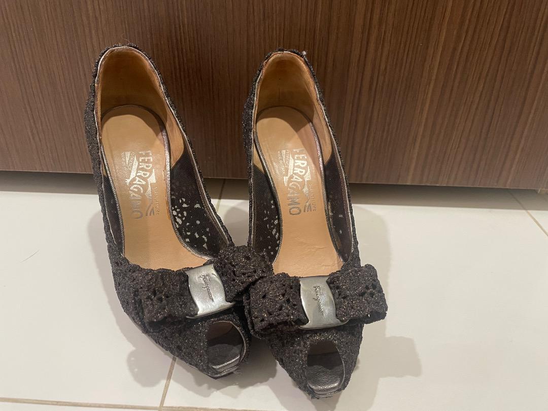Ferragamo ヴァラ　パンプス　総レース　5C ブラウン Ferragamo ヴァラ パンプス 総レース 5C ブラウン（5〜7cm