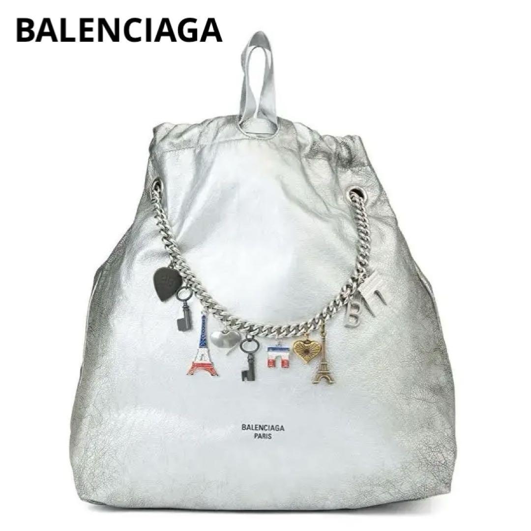 ◆BALENCIAGA◆XS Crush キルテッドレザートートバッグ シルバー BALENCIAGA CRUSH(バレンシアガ クラッシュ) トートバッグ
