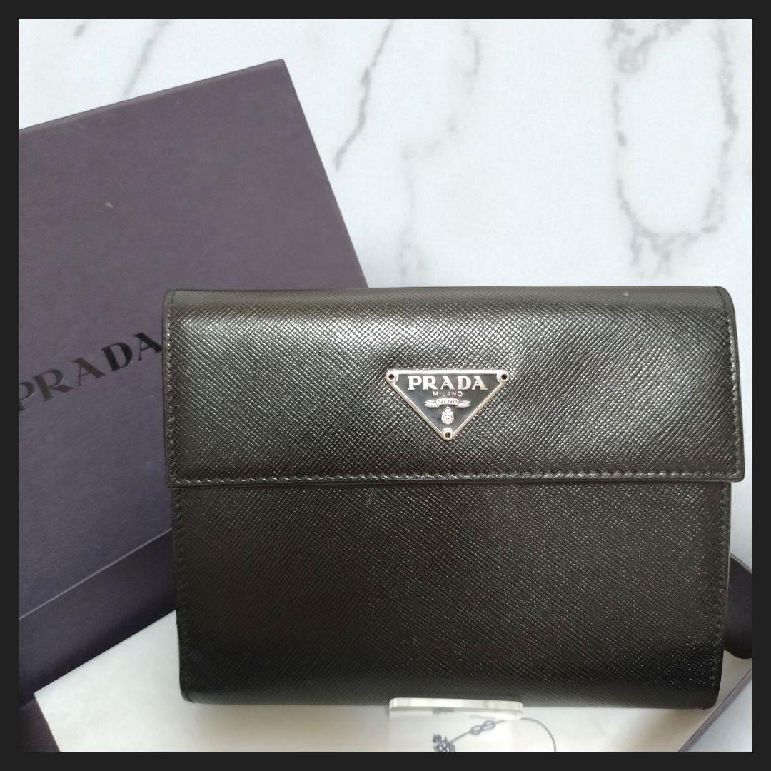 未使用級✨PRADA プラダ　M172X 折財布　三角ロゴ　トライアングルロゴ PRADA (プラダ) トライアングルロゴ ウォレット 財布 ブラック