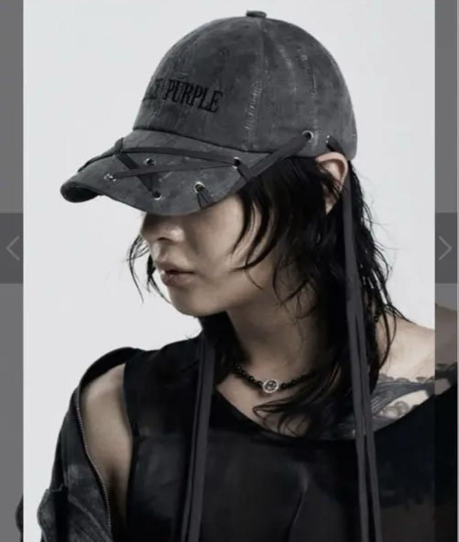 【BLACKPURPLE】24SS★ Vortex side eyelet cap Wear IU] Vortex side eyelet cap - charcoal - blackpurple
