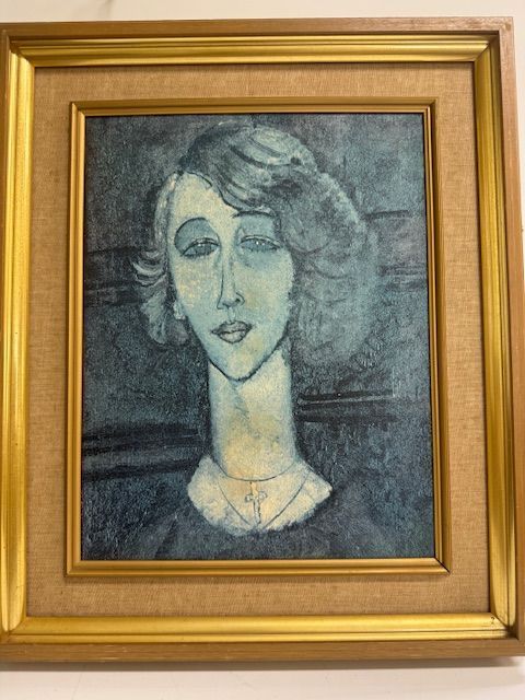 金子亨人物画 「遠い夏」油彩画クラシック黒額縁付き